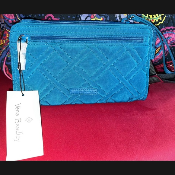 🎉HP🎉New! Vera Bradley Bahama Bay RFID Front Dual Zip Wristlet Wallet💙🌊🦋 - Picture 10 of 13